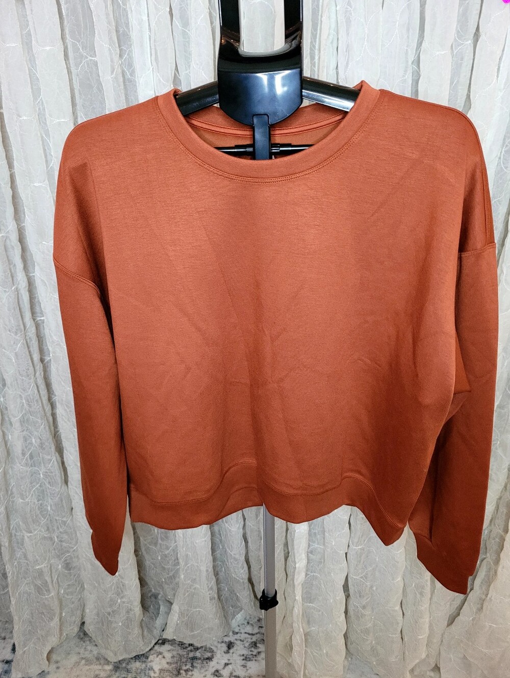 ​Wishlist Rust Orange Oversized Crewneck Pullover Sweatshirt Oversized L